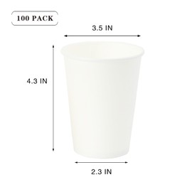 MOUMOULIFE 12OZ Hot Coffee Paper Cups (300 Pack), White Disposable Paper Cups, Versatile for Coffee, Hot Liquids & Juice, Perfect for Cafes, Bistros & Businesses