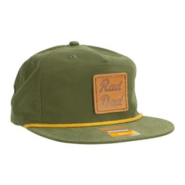 Rad Dad Leather Patch Hats for Men | Trucker Hat, Baseball Cap Gifts for Dad | Richardson 256 Rope Hats, Laser Engraved, Machine-Stitched, Snapback, Adjustable (Green)