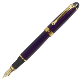Gullor Jinhao X450 Fountain Pen, Gold Trim, Medium Nib, Purple