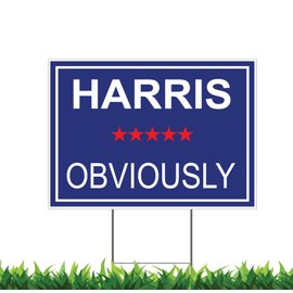 Harris For President 2024 Obviously TWO PACK - (2) 18x24" Yard Signs (Outdoor, Weatherproof Corrugated Plastic) Metal Stake Included, Double Sided Printing by M&R