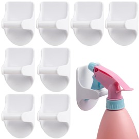 Framendino, 8 Pack Wall Mount Spray Bottle Hooks Holder Spray Bottle Hanger Adhesive Hook Spray Bottle Rack Organizer Hanger for Cabinet Kitchen Surfaces Spray Bottle Wall Holder