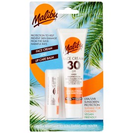Malibu Duo Pack Sun Protection Face Cream and Lip Balm SPF 30 Water Resistant