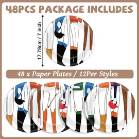 CHUNNIN 48Pcs Derby Party Paper Plates for Derby Day Party Supplies 7" Horse Racing Jockey with Horse Legs Disposable Dessert Plates for Equestrian Enthusiasts Birthday Baby Shower Decorations