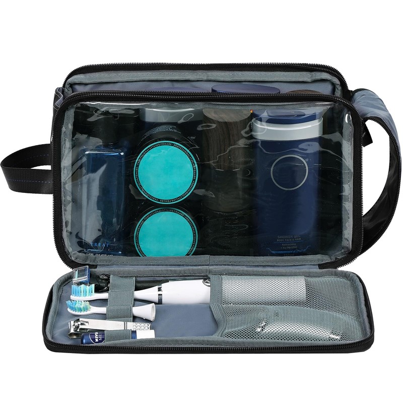 ZEEMO Travel Toiletry Bag for Men, Medium Water-Resistant Double-Sided Full-Open