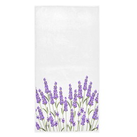 Naanle Beautiful Purple Lavender Flowers Soft Highly Absorbent Guest Large Home Decorative Hand Towels Multipurpose for Bathroom, Hotel, Gym and Spa (16 x 30 Inches,White)