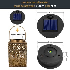 Solar Replacement Lid 7 cm for Solar Light Outdoor Lanterns, 1.2 V 600 mAh, IP44 Replacement Modules for Solar Lamps, Warm White Light, LED Solar Panels Replacement for Garden Lantern, Patio Lighting,