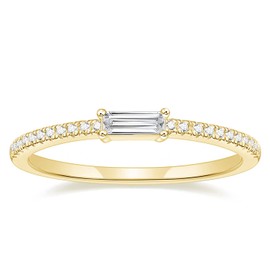 TIGRADE 1.5mm Eternity Ring Baguette Cubic Zirconia Anniversary Ring CZ Pave Wedding Band for Women Size 4-10, Gold, Size 4.5