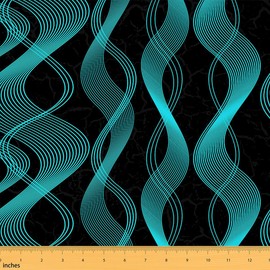 Feelyou Stripe Line Waterproof Outdoor Fabric for Chairs Abstract Art Fabric by The Yard Ombre Teal Blue Black Upholstery Fabric for Chairs for Stripes Geometric Reupholstery Fabric Decor 3 Yard