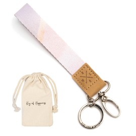 Things of Happiness Short Lanyard with Key Ring and Carabiner | Key Ring Faux Leather | Keychain as a Gift for Men and Women | Lanyard Short for Car, Home, Bicycle Keys, rose, 19cm