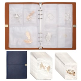 CHGCRAFT Jewelry Storage Book with Pockets Jewelry Travel Organizer with PU Leather Cover for Bracelets Necklace Rings Accept Marine, Blue