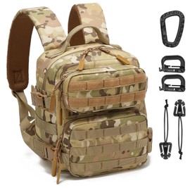 YASHALY 9L Mini Tactical Backpack Men Women Small Assault Rucksack Water-proof GYM Hiking Bug Out Bag with molle attachments (CP)