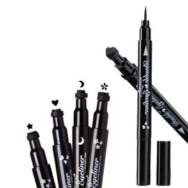 Delineador De Ojos Negro Plumón Y Sello De Figuras Belleza - Delineadores de figuras corazon luna estrella delineador de ojos negro plumon sello de figuras para rostro (MOD 1)