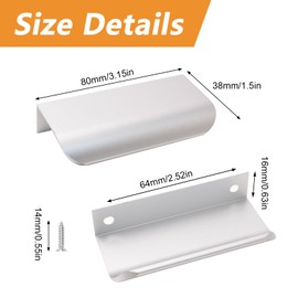 MOROBOR Finger Edge Pull, 10 PCS Concealed Handle Rounded Edge Drawer Handle, Aluminum Alloy Invisible Handle Wardrobe Handle for Cabinet Hardware Drawer, 80 mm/Brushed Silver
