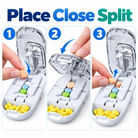 Adjustable Pill Cutter with Storage for Daily Medication – Precision 1/2, 1/3 & 1/4 Splitting for Home and Travel