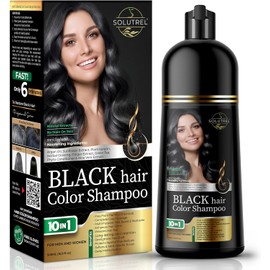 Champú Tinte Negro Para El Cabello – Cubre Las Canas Al Instante En Minutos – Coloración Herbal 10 En 1 – Sin Manchas, Sin Amoníaco, Natural – Para Ho