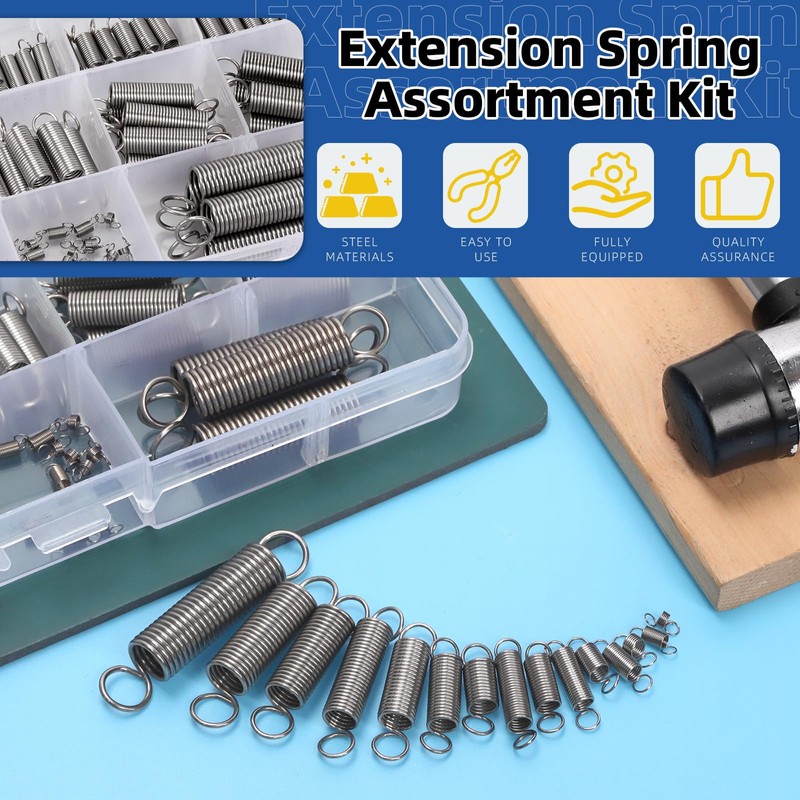 Glarks 96pcs Stainless Steel Extension Springs with Double Hook Sets