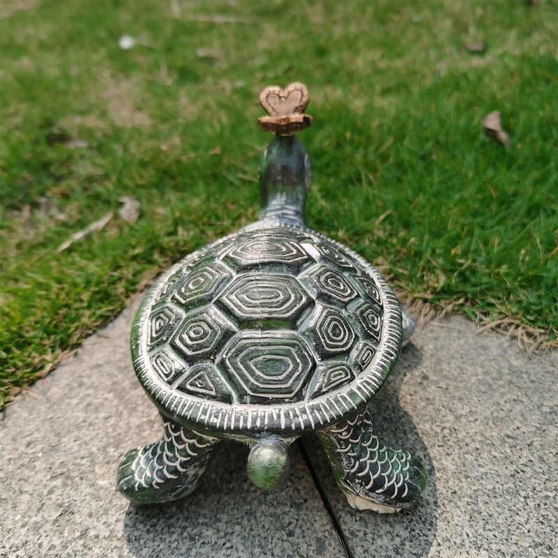 Turtle Butterfly Garden Statue Resin Fade Proof Weather Resistant Curious