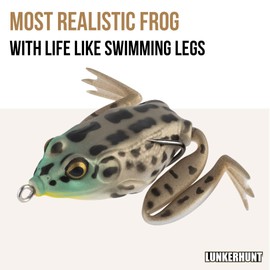 Lunkerhunt Lunker Frog Fish Bait, Rocky Toad – Fishing Lure with Realistic Design, Legs Extend and Retract in Use, Great for Bass and Pike, Freshwater Lure with Hollow Body, Weighs ½ oz, 2.25” Length