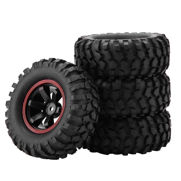 Gaeirt Set of 4 RC Tyres, 96 mm RC Car Tyres Made of Rubber Non-Slip Wheel Tyres with Hubs, 12 mm Hexagon, Foam Inserts, for 1:10 RC Crawler Offroad Truck Car