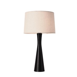 KUNJOULAM Modern Table Lamp, 25.2" Black Nightstand Lamp with Fabric Shade, Vintage Desk Lamp for Bedroom, Living Room, Bulb Not Included