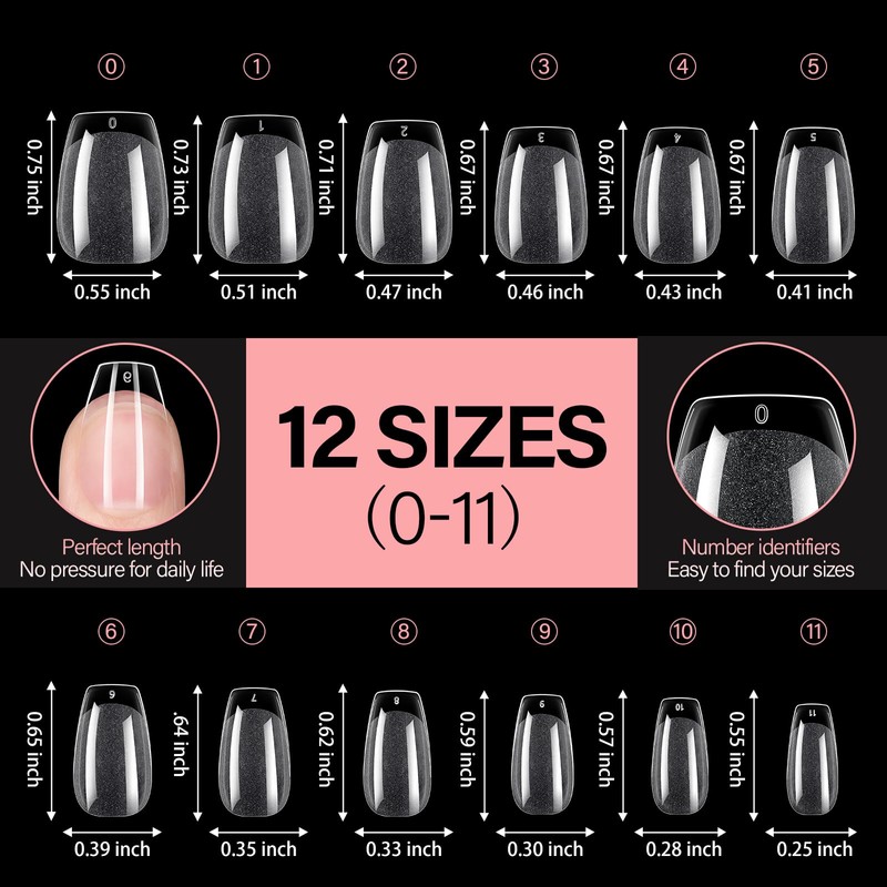 AILLSA Short Coffin Nail Tips Clear Gelly Nails Tip Half