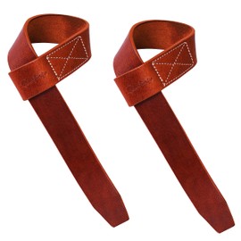 Leatherific | Leather weight Lifting Wrist Straps | Set of 2, 20" Genuine Leather Grips for heavy lifts | Soft, Pliable, Wrist brace for Strength Training & Exercise (20", Pecan Brown)