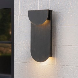 Zicbol Modern Outdoor Wall Sconce Integrated LED Patio Wall Light Fixture, 2-Light Total 8W 3000K, Black Sweep Gold, Outdoor House Light Wall Mount for Garage Front Porch