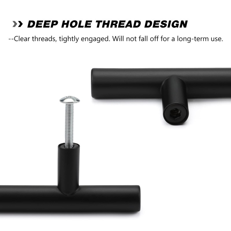 LONTAN 15 Pack Black Kitchen Handles 128mm Black Cupboard Handles