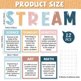 STREAM Science Bulletin Board Set STREAM Classroom Decoration Scientist Poster Gear Shaped Cutouts Educational Chalkboard Banner Wall Door Decor for Teacher Elementary Middle School High School (boho)