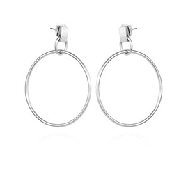 Vince Camuto Silver Tone Drop Dangle Hoop Earrings For Women