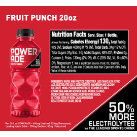 POWERADE Sports Drink Fruit Punch, 20 Ounce (Pack of 24)