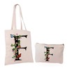Cotton Shopper and Beauty Case Set with Letter Print, Flowers
