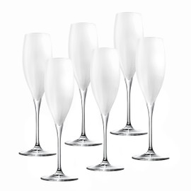 Barski Toasting Flute Glass - Champagne - Flutes - Set of 6 Crystal Glasses - Wedding Toasting Flutes - White - 11 oz Made in Europe