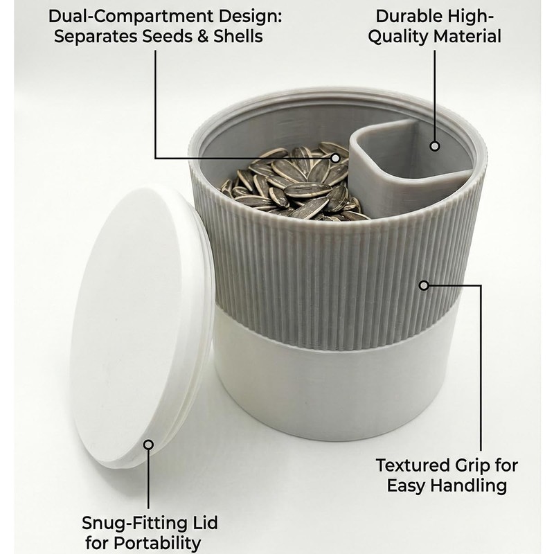 Portable Pistachio & Sunflower Seed Bowl Organizer - Ribbed Snack