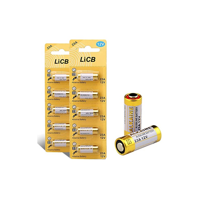 LiCB Baterías alcalinas A23 12V 23A (paquete de 10)