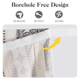 NICETOWN Linen Door Curtain - Privacy Light Filtering Tricia Boho Window Curtains for Patio French Front Door Sidelight Curtain Tie up Shade, W26 x L72 inch, 1 Panel, Natural