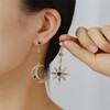 Moon Sun Star Earrings for Women Dainty Long 14K Gold