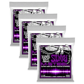 4 PACK Ernie Ball P02920 M-Steel Power Slinky Electric Guitar String Set