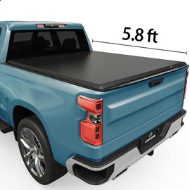 AUTOSAVER88 5.8 ft Bed Soft Tri-Fold Tonneau Cover for 19-25 Chevy Silverado GMC Sierra 1500