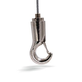 Wire Rope Holder/Gripper 15, Hook with Safety Lock for Ropes / Wire Ropes with a Diameter of 1.2 mm - 1.5 mm, Nickel-Plated