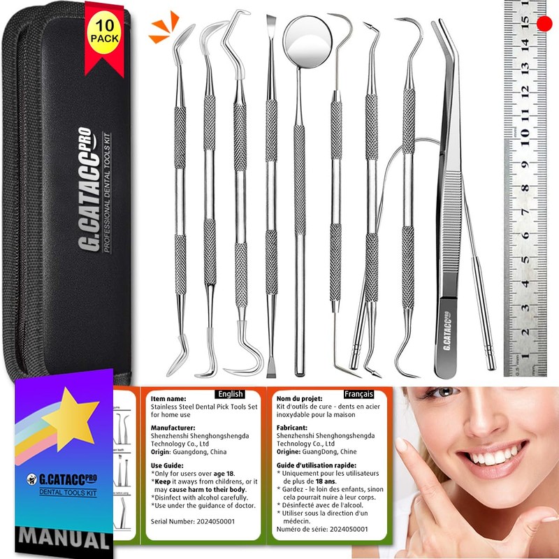 G.CATACC 10 Pack Dental Tools, Professional Plaque Remover for Teeth