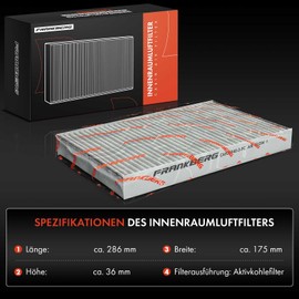 Frankberg 2 x Cabin Air Filter Pollen Filter with Activated Carbon Compatible with C2 JM 1.1L 1.4L C4 Coupe LA 1.4L 1.6L 307 3A/C 1.4L 308 SW Box/Estate 4E 1.6L Replace# 6447KL