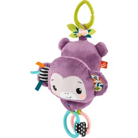 Fisher-Price Fisher-Price Baby Stroller Toy Sing & Go Purple Monkey Musical Sensory Plush with Crinkle & Clackers for Newborns from Birth+