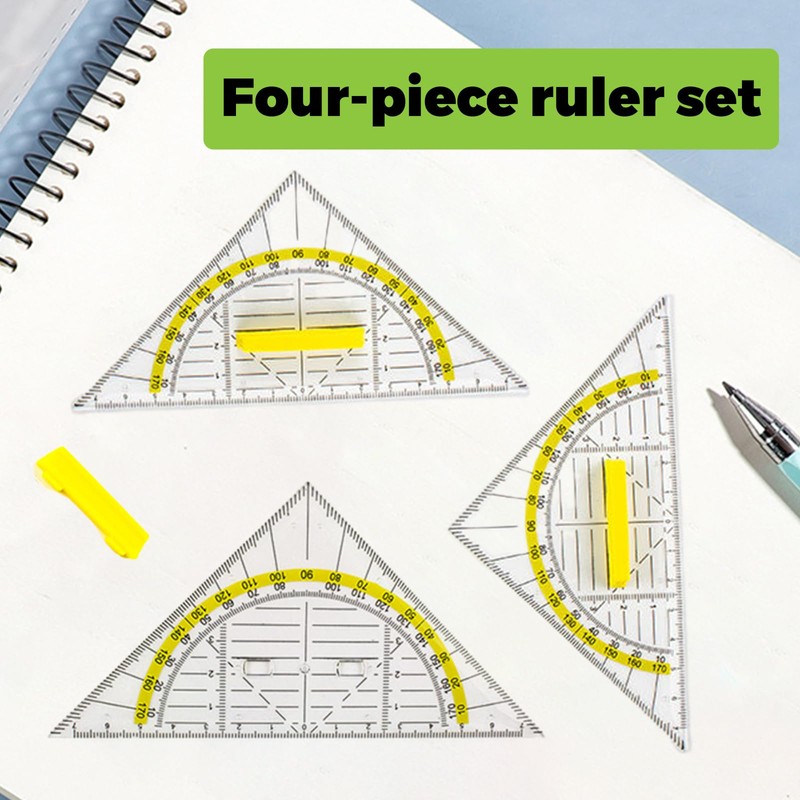 Set of 4 Set Squares, Flexible Geo Circle Template, with