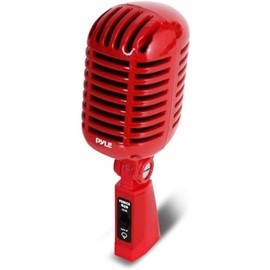Pyle Classic Retro Dynamic Vocal Microphone - Old Vintage Style Unidirectional Cardioid Mic with XLR Cable - Universal Stand Compatible - Live Performance, In-Studio Recording - Pro PDMICR42R (Red)