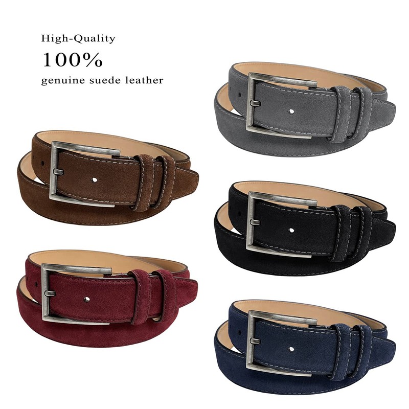 Granada Men's 100% Suede Nubuck Leather Dress Belt 1-3/8" Wide