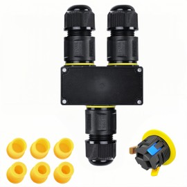 IP68 Waterproof Junction Box Outdoor Y-Shape 3way 3pin M20(AC450v,24A) M20 Wire Range(4-12mm) Electrical Cable Connector,Suitable for Repair and Extend Power Cables,UL 1Pack
