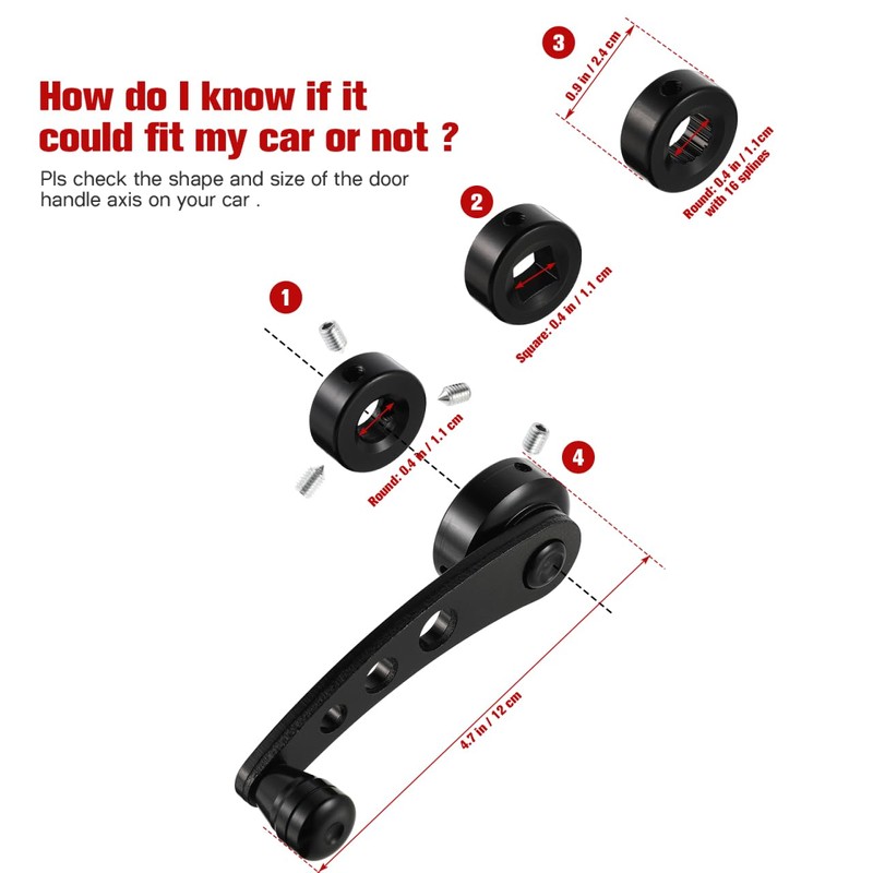ULTECHNOVO Aluminum Alloy Car Window Riser Handle, Universal Window Crank