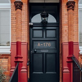 Modern House Numbers for Outside - DEWEL Floating Large 8 Inch Brass Address Numbers for House, Door, Farmhouse, Street - Both Floating & Flush Styles - House Number 5