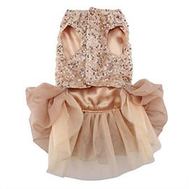 Garosa Vestido para Perros Pequeños con Lentejuelas Tutu Sedoso Disfraz de Princesa Elegante para Boda Fiesta y Eventos Especiales